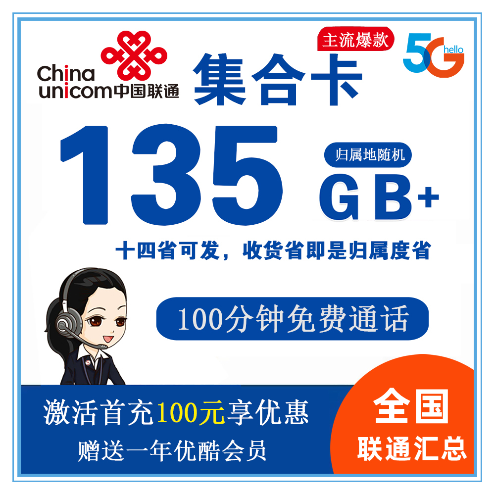 联通集合卡135G+【十四省可发】【长期套餐】
